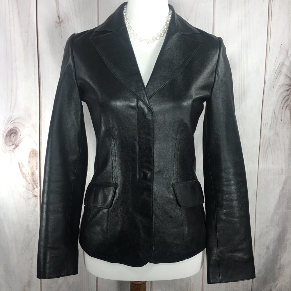 Guess Leather Jacket Black XS Womens Fully Lined